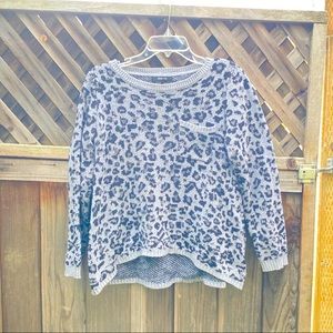 Animal Print Sweater Sz M  Grey, black, metallic